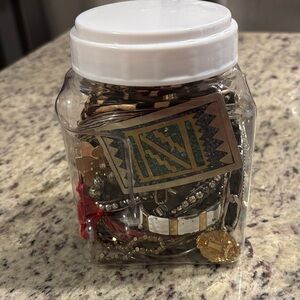 Costume Jewelry Jar with Mixed Colors and Metals